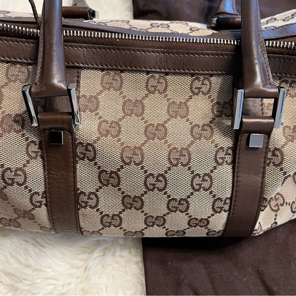 Gucci Monogram Canvas Leather Beige and Brown Handbag Great Condition! - Picture 1 of 13